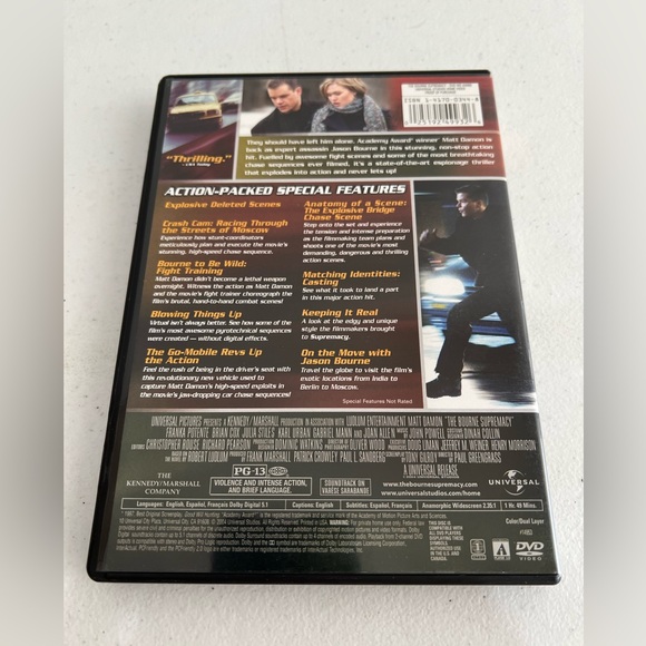 The Bourne Supremacy - DVD- PG-13 2004 ‧ Action/Thriller ‧ 1h 48m - Picture 2 of 4